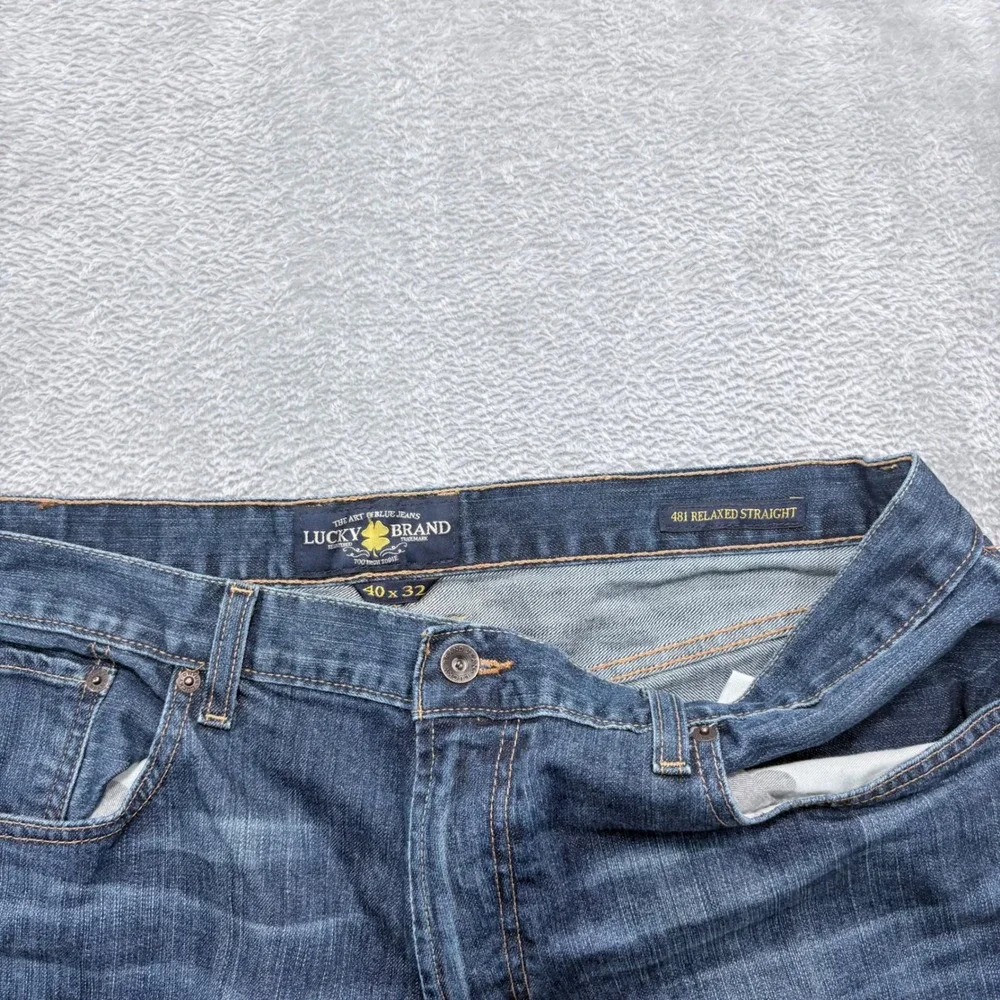 Lucky Brand 481 Relaxed Straight Jeans Mens 40x32 Blue Medium Wash Stretch Denim
